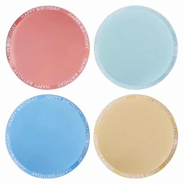 8 ekologicznych papierowych talerzy urodzinowych 25 cm w kolorze