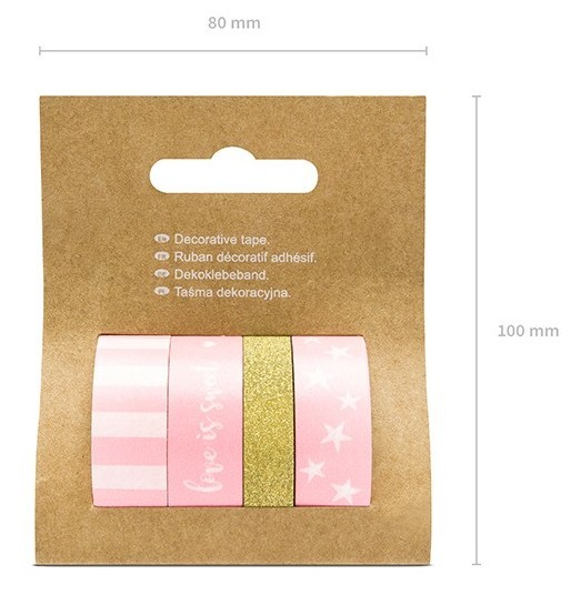 4 Washi Tape Glittery Pink 10m 3