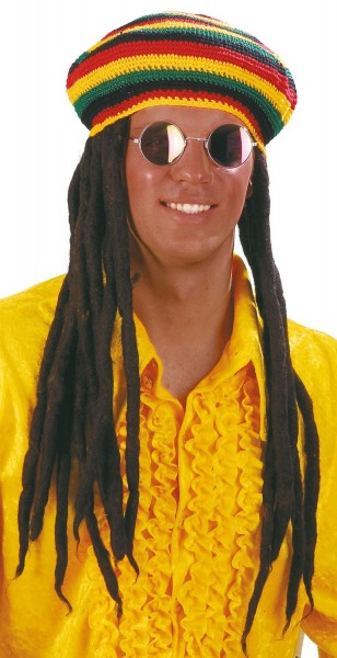 Bonnet béret jamaïcain avec de longues dreadlocks