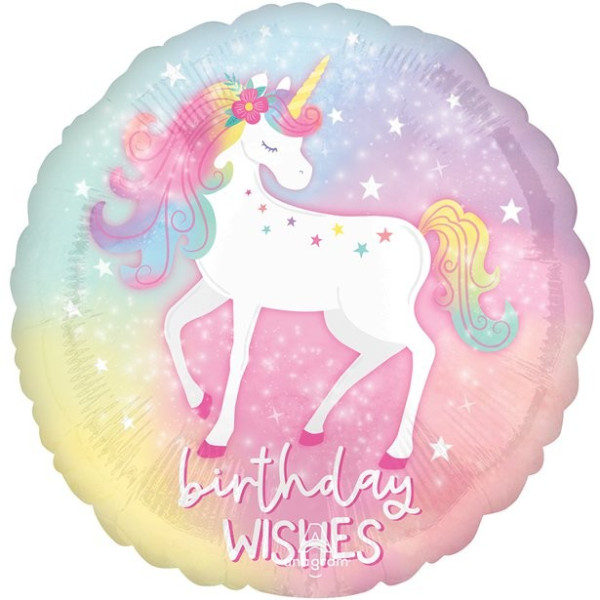 Magical Unicorn Birthday Wishes Balloon 45cm