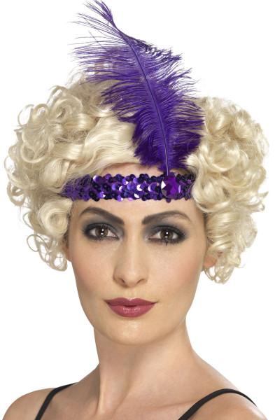 Purple Zarah Sequin Headband With Feather