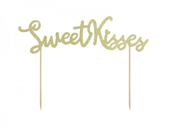 Decoración de tarta Sweet Kisses Dorado 16cm