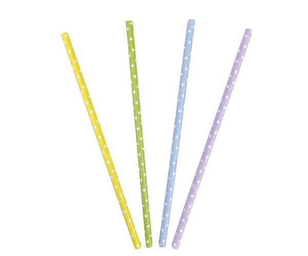 16 dotted paper straws yellow 19.5cm