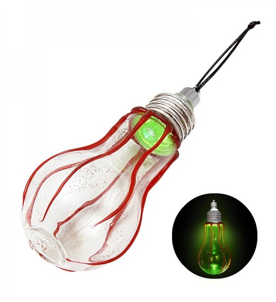 Green glowing light bulb 11 cm