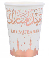 Vista previa: 10 vasos de papel Eid Mubarak oro rosa 270ml