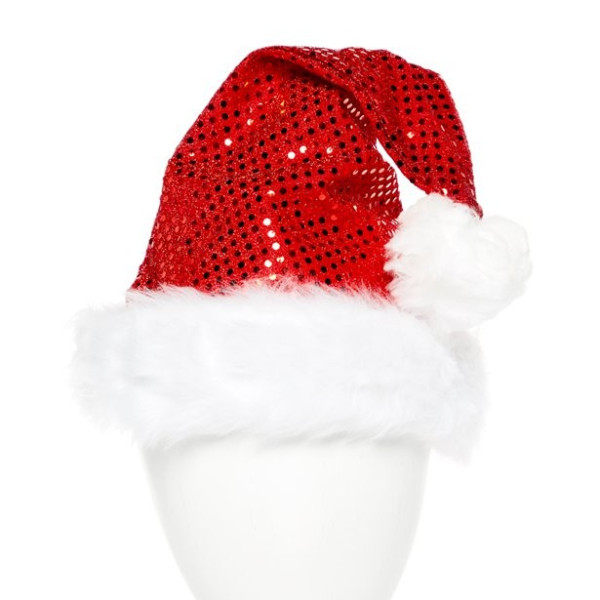 Cappello da Babbo Natale con paillettes per adulti