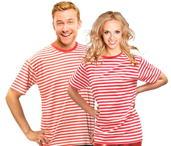 Striped shirt short-sleeved red-white