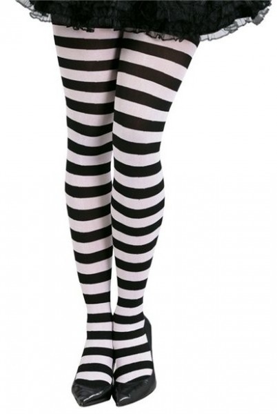 Black & White Striped Tights Womens