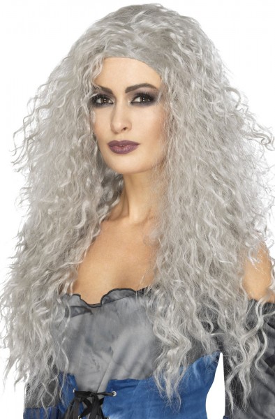 Perruque cheveux longs cheveux bouclés gris