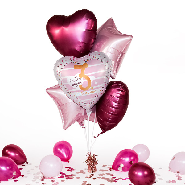 Heliumballon in der Box 3.Geburtstag Hearts