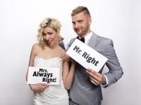 Preview: 2 photo box decoration signs Mr. Right / Mrs. Always Right 30x15cm