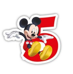 Vela de pastel de fiesta de cumpleaños de Mickey Mouse número 5