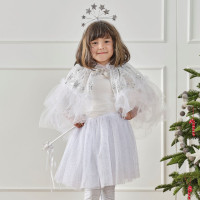 Oversigt: Vinter fe prinsesse kappe hvid deluxe