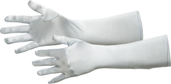 Klassieke satijnen handschoenen 40cm zilver