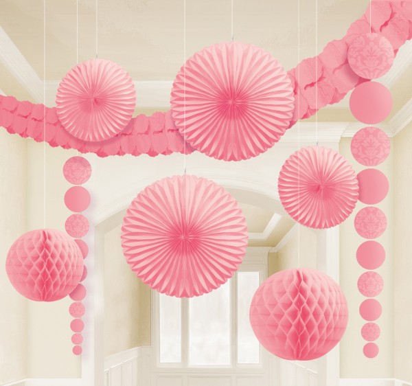 New Romance Party Hanging Decoration Set Old Pink 9 stykker