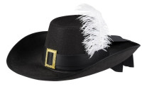 Sombrero mosquetero negro con pluma