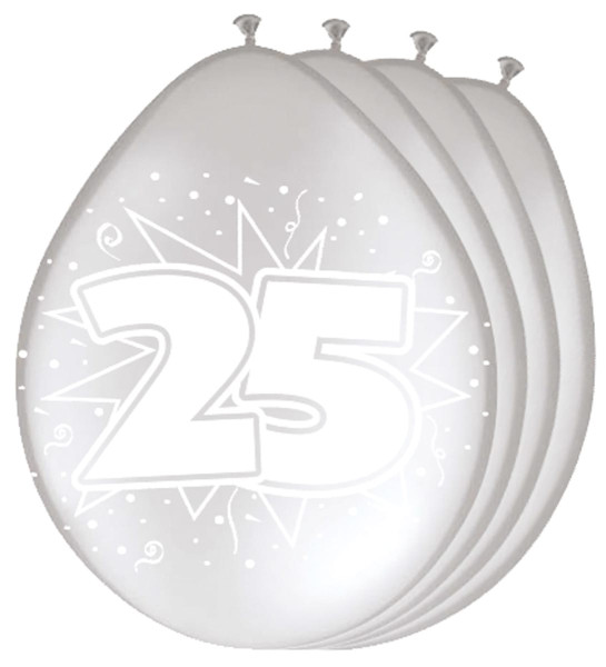 8 sølv latexballoner nummer 25