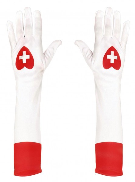 Weiß-Rote Krankenschwester Handschuhe