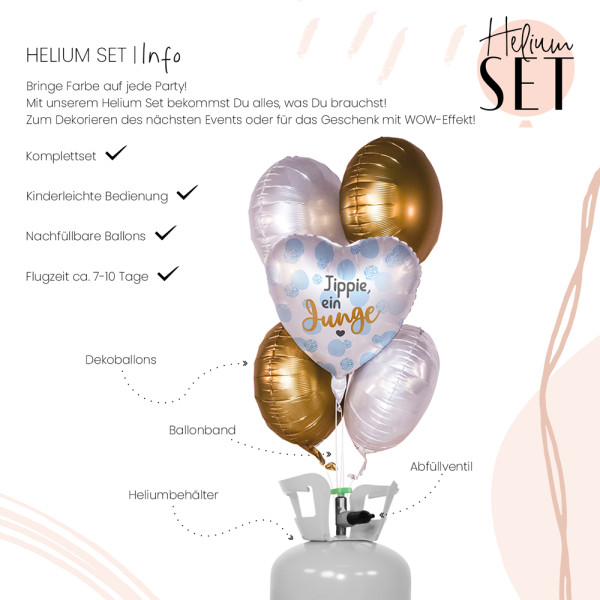 Yippie ein Junge Ballon Bouquet-Set mit Heliumbehälter 3