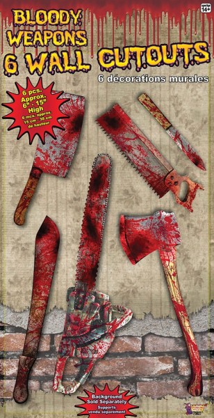 6 Outil d'horreur Bloody Halloween 15-38cm