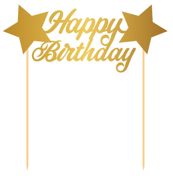 Adorno para tartas Happy Birthday Star gold