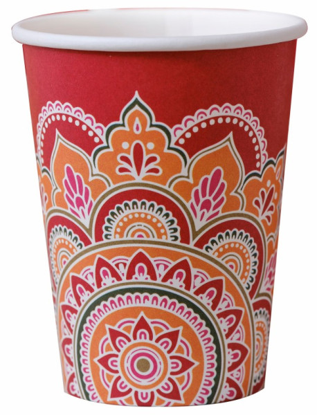 8 Eco kleurrijke Diwali papieren bekers 250ml