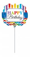 Vorschau: Rainbow Birthday Stabballon 23cm
