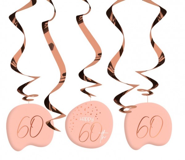 Décoration à suspendre 60e anniversaire 5 pièces blush élégant or rose