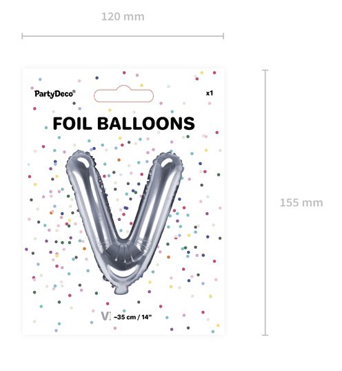 Folieballon V zilver 35cm 3