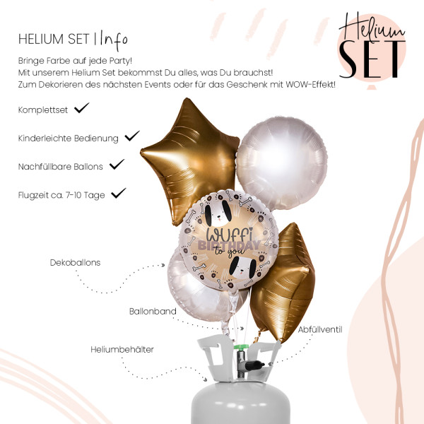 Wuffi Birthday Ballonbouquet-Set mit Heliumbehälter 3
