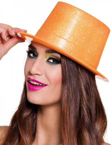Orange glitter neon hatt