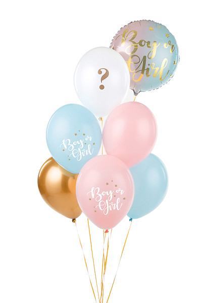 6 Boy or Girl Mom to be Luftballons 30cm
