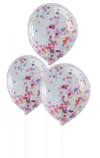5 balonów z konfetti Mix & Match, kolorowych 30 cm
