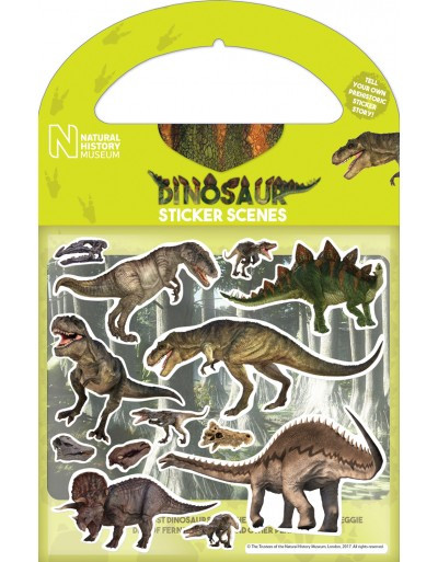 Naklejka przedstawiająca prehistoryczne sceny dinozaurów