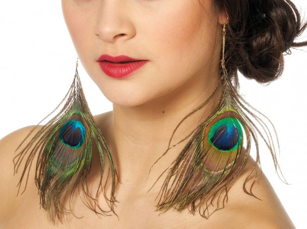 Gorgeous peacock feather earrings
