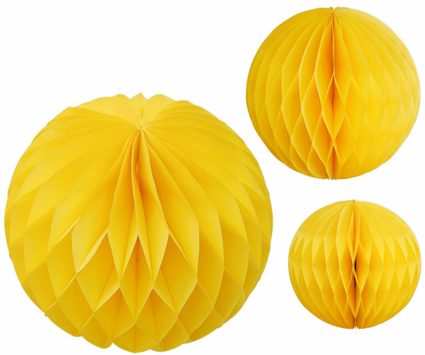 3 bolas de nido de abeja Eco amarillas