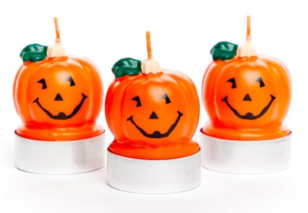 3 velas de calabaza sonrientes para Halloween 5cm