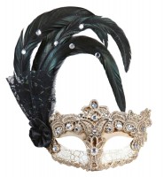 Preview: Shimmering feather rhinestone eye mask