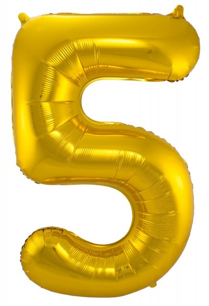 Foil balloon number 5 gold