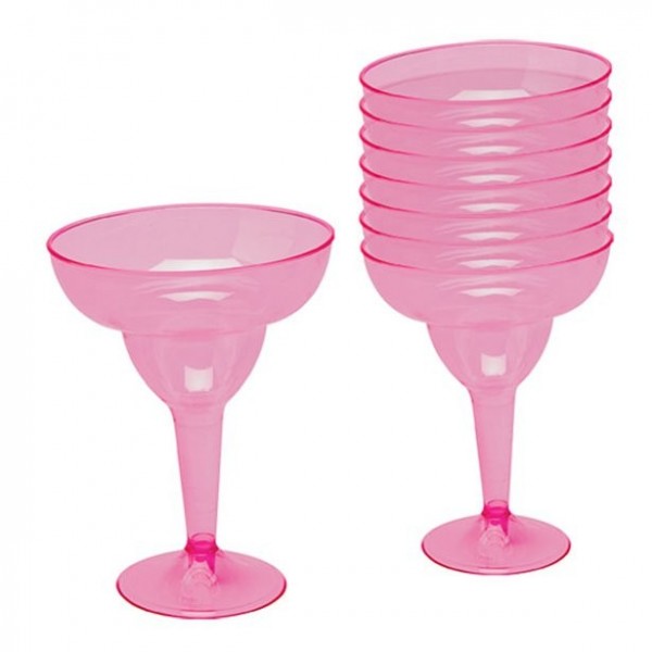 20 margarita plastic glasses pink 295ml