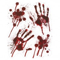 4 Bloederige Handafdruk Raamplaatjes