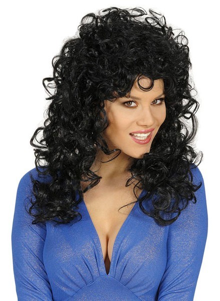 Black long hair curly wig