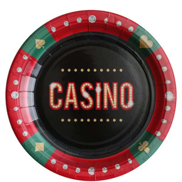 10 assiettes de fête casino 22,5 cm