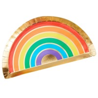 Vorschau: 8 Regenbogen Pappteller 26 x 28cm