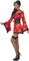 Sexy geisha dameskostuum deluxe in rood en zwart