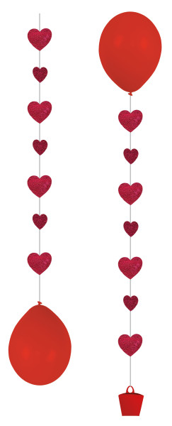 3 amuletos románticos de corazón con globos 1m