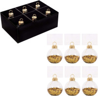 6 guldstjärniga konfetti glaskulor med placeringskort