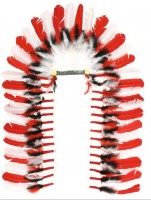 Vorschau: Weiß-Roter Häuptlingskopfschmuck 110cm