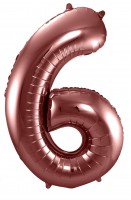 Roségoldene metallic Zahl 6 Ballon 86cm