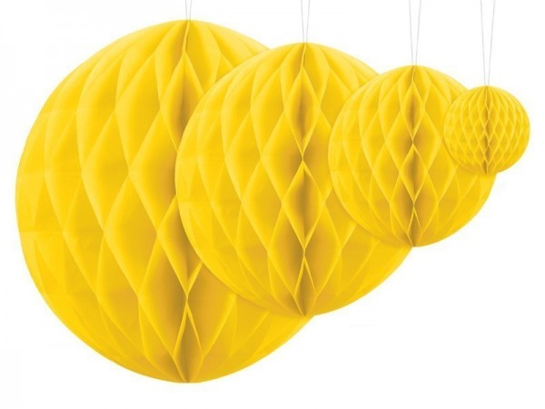 Sfera decorativa a nido d'ape in giallo 30cm